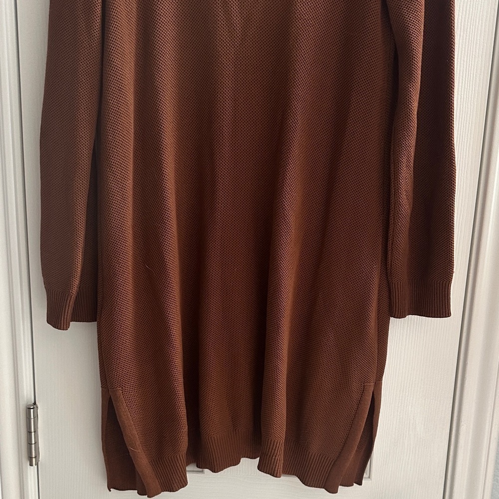 Eileen Fisher Women's Brown Rust Open Front Cardigan Casual Autumn Small Cozy - Picture 8 of 12